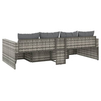 Thumbnail for 2-tlg. Garten-Lounge-Set mit Kissen Grau Poly Rattan