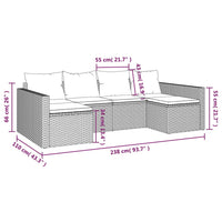 Thumbnail for 2-tlg. Garten-Lounge-Set mit Kissen Grau Poly Rattan