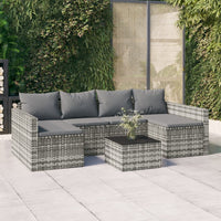 Thumbnail for 2-tlg. Garten-Lounge-Set mit Kissen Grau Poly Rattan