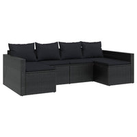 Thumbnail for 2-tlg. Garten-Lounge-Set mit Kissen Schwarz Poly Rattan