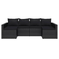 Thumbnail for 2-tlg. Garten-Lounge-Set mit Kissen Schwarz Poly Rattan