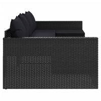 Thumbnail for 2-tlg. Garten-Lounge-Set mit Kissen Schwarz Poly Rattan