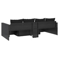 Thumbnail for 2-tlg. Garten-Lounge-Set mit Kissen Schwarz Poly Rattan
