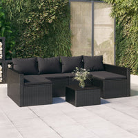 Thumbnail for 2-tlg. Garten-Lounge-Set mit Kissen Schwarz Poly Rattan