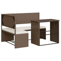 Thumbnail for Gartensofa in L-Form mit Tisch und Kissen Braun Poly Rattan