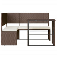 Thumbnail for Gartensofa in L-Form mit Tisch und Kissen Braun Poly Rattan