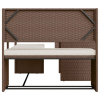 Thumbnail for Gartensofa in L-Form mit Tisch und Kissen Braun Poly Rattan