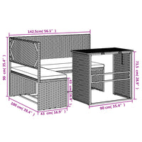 Thumbnail for Gartensofa in L-Form mit Tisch und Kissen Braun Poly Rattan