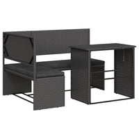Thumbnail for Gartensofa in L-Form mit Tisch und Kissen Schwarz Poly Rattan