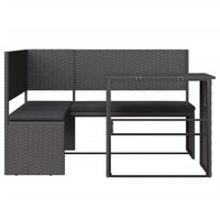 Thumbnail for Gartensofa in L-Form mit Tisch und Kissen Schwarz Poly Rattan