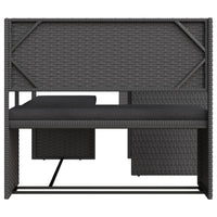 Thumbnail for Gartensofa in L-Form mit Tisch und Kissen Schwarz Poly Rattan
