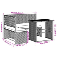 Thumbnail for Gartensofa in L-Form mit Tisch und Kissen Schwarz Poly Rattan