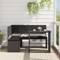 Thumbnail for Gartensofa in L-Form mit Tisch und Kissen Schwarz Poly Rattan