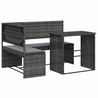 Thumbnail for Gartensofa in L-Form mit Tisch und Kissen Grau Poly Rattan
