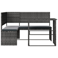 Thumbnail for Gartensofa in L-Form mit Tisch und Kissen Grau Poly Rattan