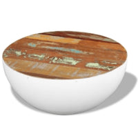 Thumbnail for Couchtisch Schalenförmig Weiß Ø50x24 cm Altholz Massiv