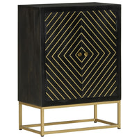 Thumbnail for Sideboard mit 2 Türen Schwarz Gold 55x30x75 cm Massivholz Mango