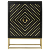 Thumbnail for Sideboard mit 2 Türen Schwarz Gold 55x30x75 cm Massivholz Mango