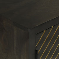 Thumbnail for Sideboard mit 2 Türen Schwarz Gold 55x30x75 cm Massivholz Mango
