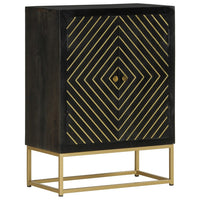 Thumbnail for Sideboard mit 2 Türen Schwarz Gold 55x30x75 cm Massivholz Mango