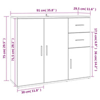 Thumbnail for Sideboard Betongrau 91x29,5x75cm Holzwerkstoff