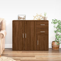 Thumbnail for Sideboard Braun Eichen-Optik 91x29,5x75 cm Holzwerkstoff