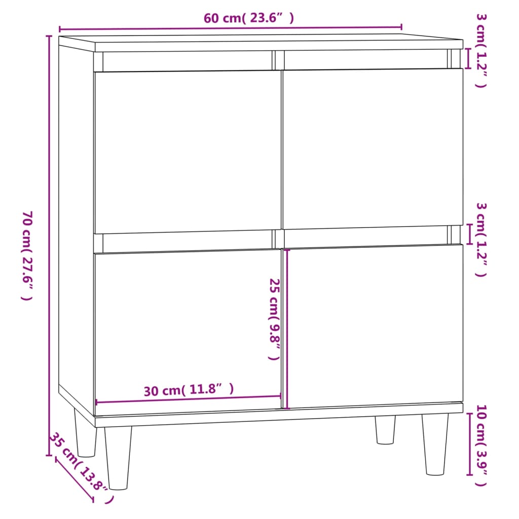 Sideboard Betongrau 60x35x70 cm Holzwerkstoff