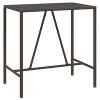 Thumbnail for Bartisch mit Glasplatte Braun 110x70x110 cm Poly Rattan