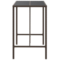 Thumbnail for Bartisch mit Glasplatte Braun 110x70x110 cm Poly Rattan