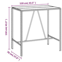 Thumbnail for Bartisch mit Glasplatte Braun 110x70x110 cm Poly Rattan