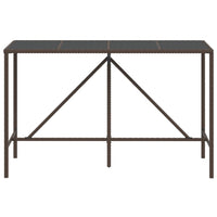 Thumbnail for Bartisch mit Glasplatte Braun 180x70x110 cm Poly Rattan