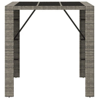 Thumbnail for Bartisch mit Glasplatte Grau 105x80x110 cm Poly Rattan
