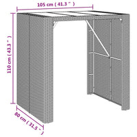 Thumbnail for Bartisch mit Glasplatte Grau 105x80x110 cm Poly Rattan