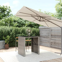 Thumbnail for Bartisch mit Glasplatte Grau 105x80x110 cm Poly Rattan