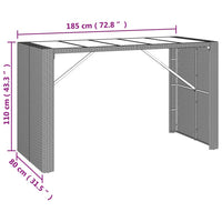 Thumbnail for Bartisch mit Glasplatte Schwarz 185x80x110 cm Poly Rattan