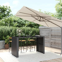 Thumbnail for Bartisch mit Glasplatte Schwarz 185x80x110 cm Poly Rattan