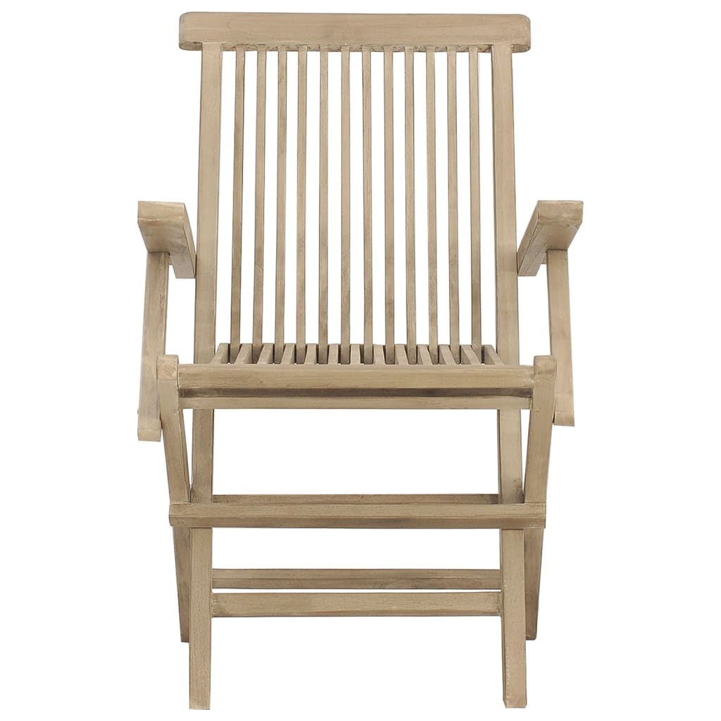 Gartenstühle 2 Stk. Klappbar Grau 56x61x89 cm Massivholz Teak