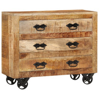 Thumbnail for Sideboard mit 3 Schubladen 80x30x65 cm Massives Raues Mangoholz