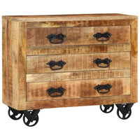 Thumbnail for Sideboard mit 3 Schubladen 80x30x65 cm Massives Raues Mangoholz