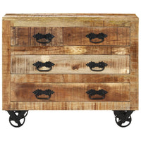 Thumbnail for Sideboard mit 3 Schubladen 80x30x65 cm Massives Raues Mangoholz