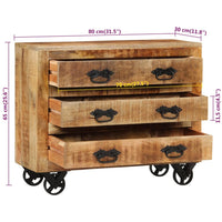 Thumbnail for Sideboard mit 3 Schubladen 80x30x65 cm Massives Raues Mangoholz