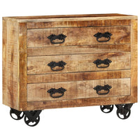 Thumbnail for Sideboard mit 3 Schubladen 80x30x65 cm Massives Raues Mangoholz