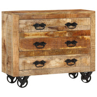 Thumbnail for Sideboard mit 3 Schubladen 80x30x65 cm Massives Raues Mangoholz