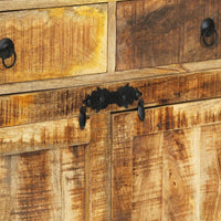 Thumbnail for vidaXL Highboard 100x40x175 cm Massives Raues Mangoholz