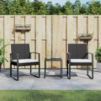 Thumbnail for 3-tlg. Garten-Essgruppe mit Kissen Schwarz PP-Rattan