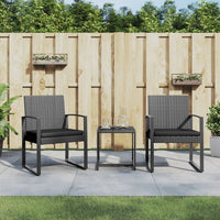 Thumbnail for 3-tlg. Garten-Essgruppe mit Kissen Dunkelgrau PP-Rattan