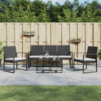 Thumbnail for 5-tlg. Garten-Essgruppe mit Kissen Schwarz PP-Rattan