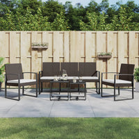 Thumbnail for 5-tlg. Garten-Essgruppe mit Kissen Braun PP-Rattan