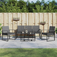 Thumbnail for 5-tlg. Garten-Essgruppe mit Kissen Dunkelgrau PP-Rattan