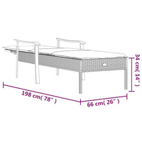 Thumbnail for Sonnenliege mit Auflage Grau Poly Rattan